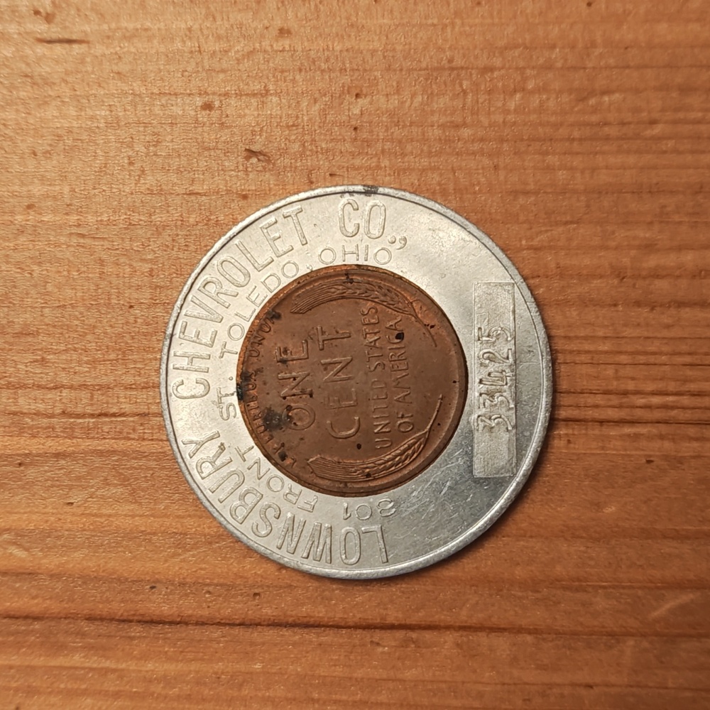 1953 Chevrolet Co. One Cent Token